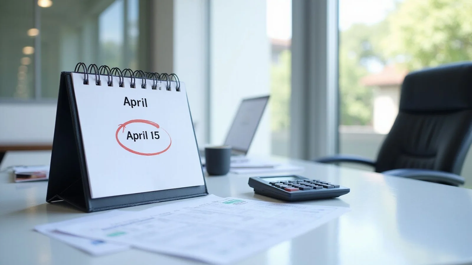 Tax deadline calendar with calculator and forms