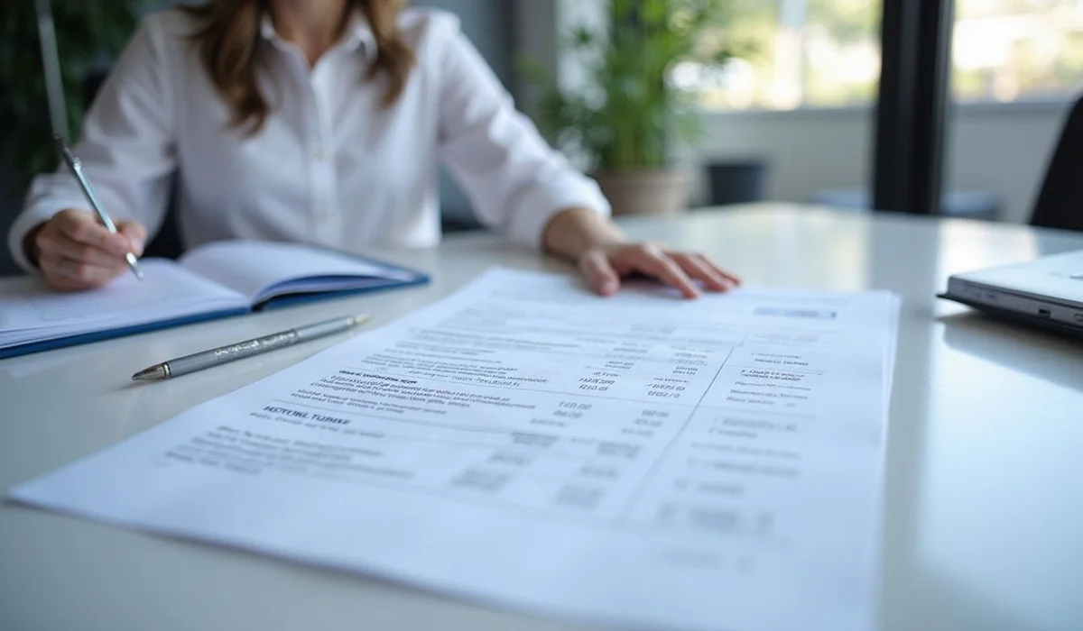 Form 1041 fiduciary income tax return being prepared with K 1 distribution statements spread on desk careful detail