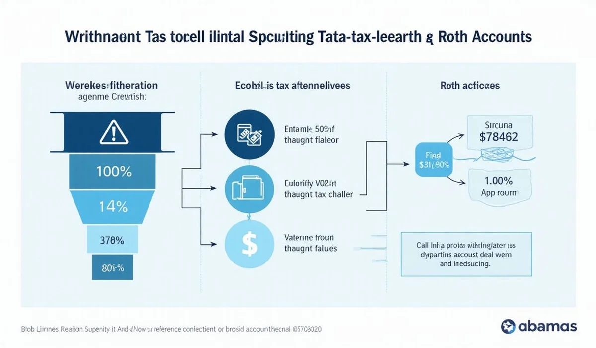 Graphic of tax efficient withdrawal sequencing across taxable tax deferred and Roth accounts brand colors