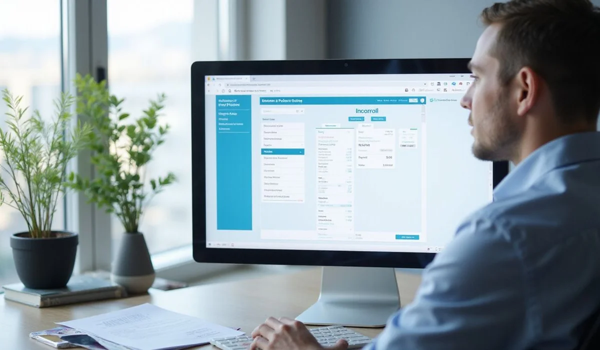 Payroll processing software screen with pay stubs and 941 filing confirmation for Naples small business