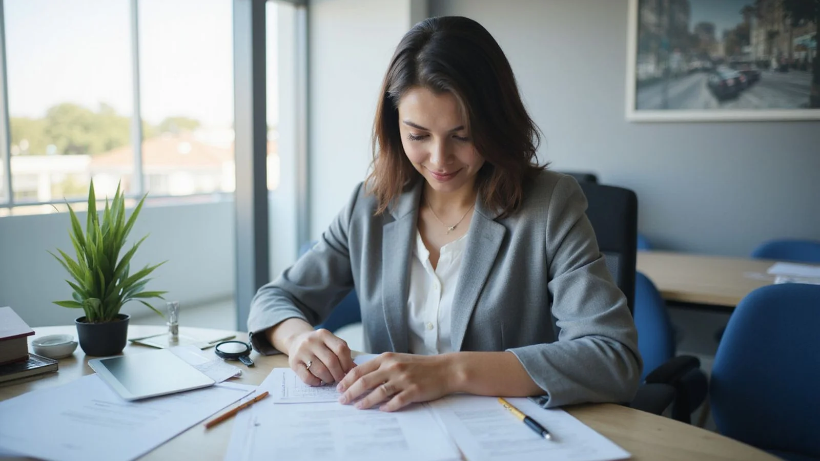 Person organizing multiple years of back tax records