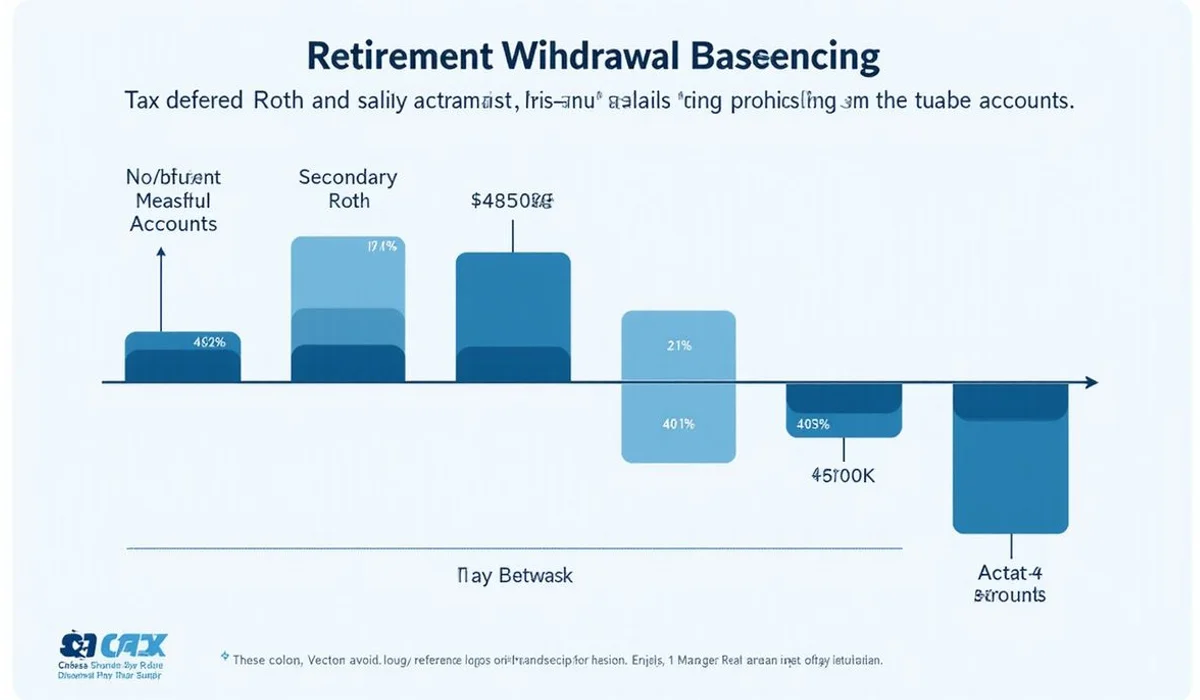 Retirement withdrawal sequencing chart with tax deferred Roth and taxable accounts plotted strategy session