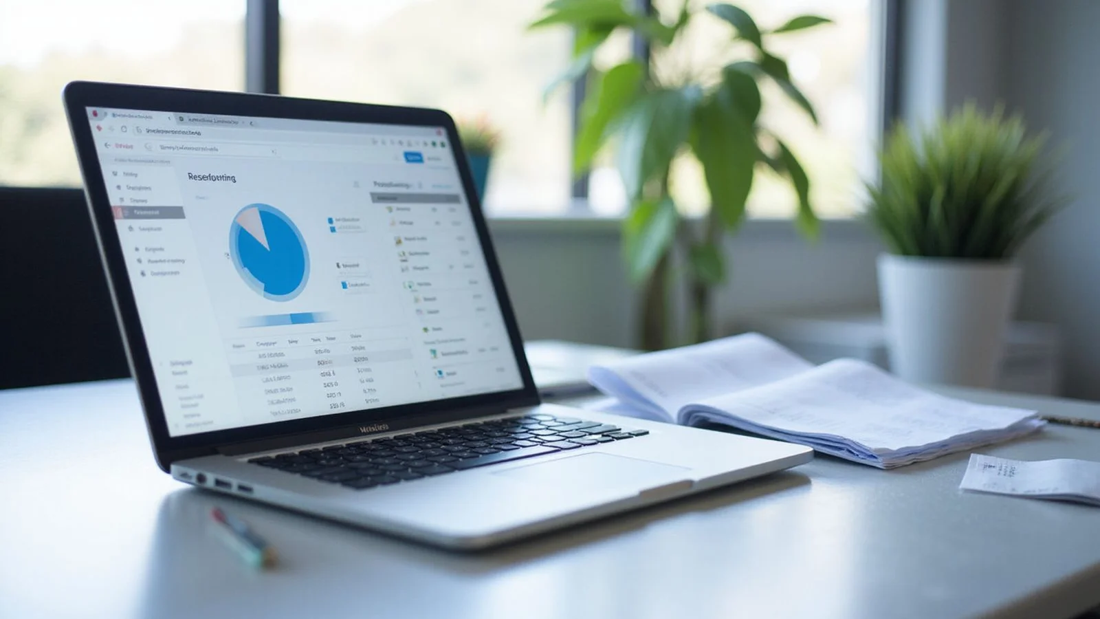 Tidy bookkeeping dashboard with organized receipts